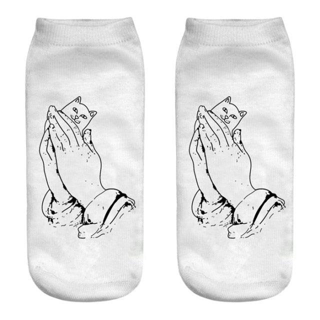 3D Cat Ankle Socks - (25 Style Options) - (4 Color Options) - One Size - Girls and Women