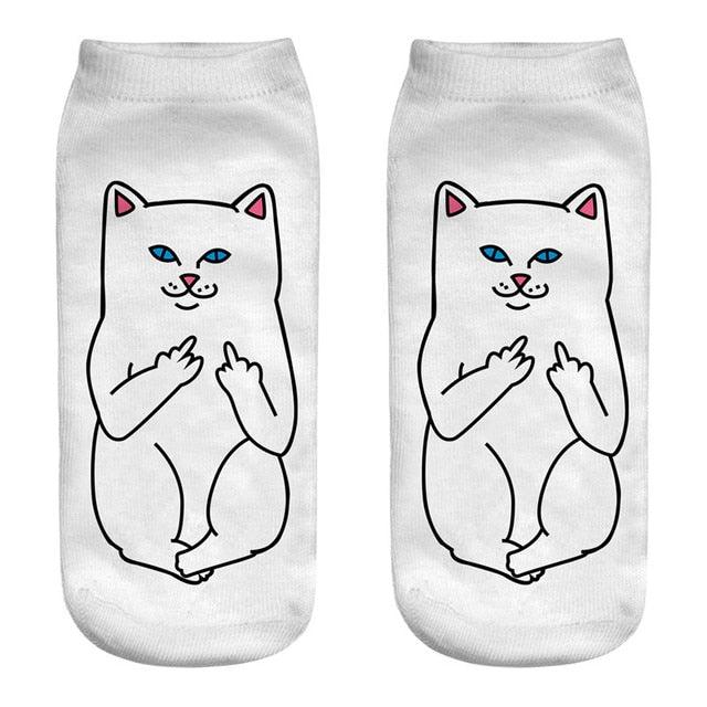3D Cat Ankle Socks - (25 Style Options) - (4 Color Options) - One Size - Girls and Women