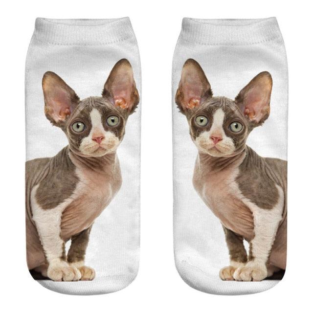 3D Cat Ankle Socks - (25 Style Options) - (4 Color Options) - One Size - Girls and Women
