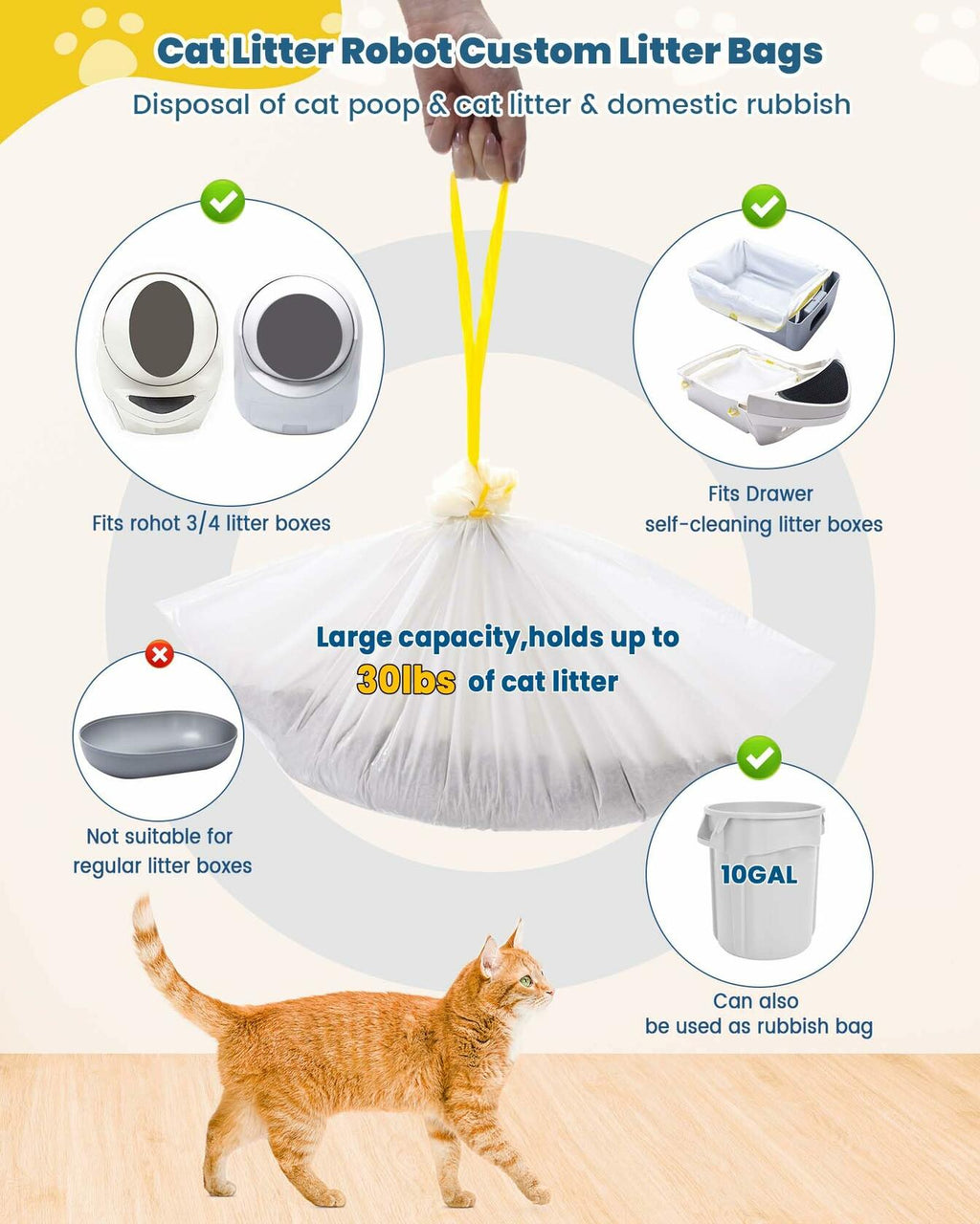 Litter Box Liners - Cat - (White) - (While Supplies Last)