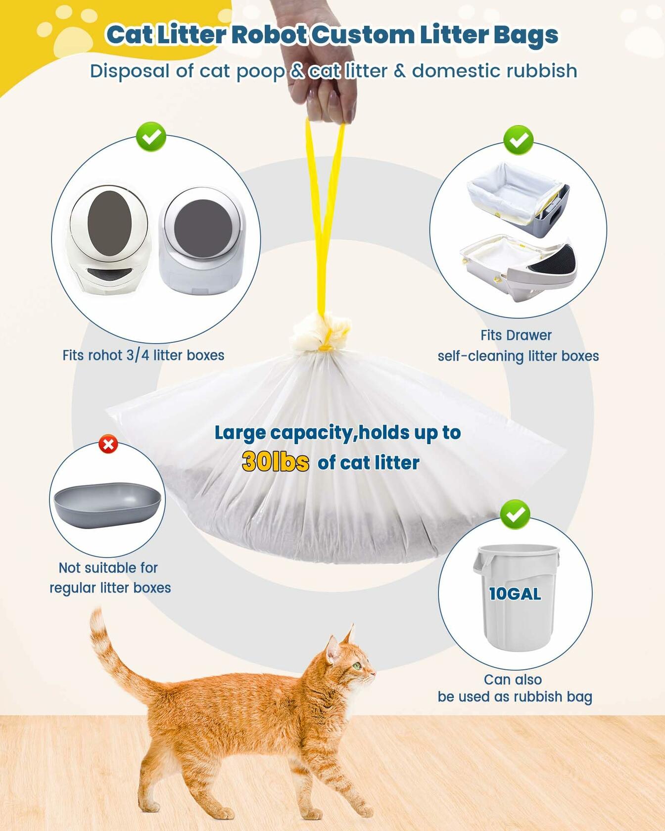 Litter Box Liners - Cat - (White) - (While Supplies Last)