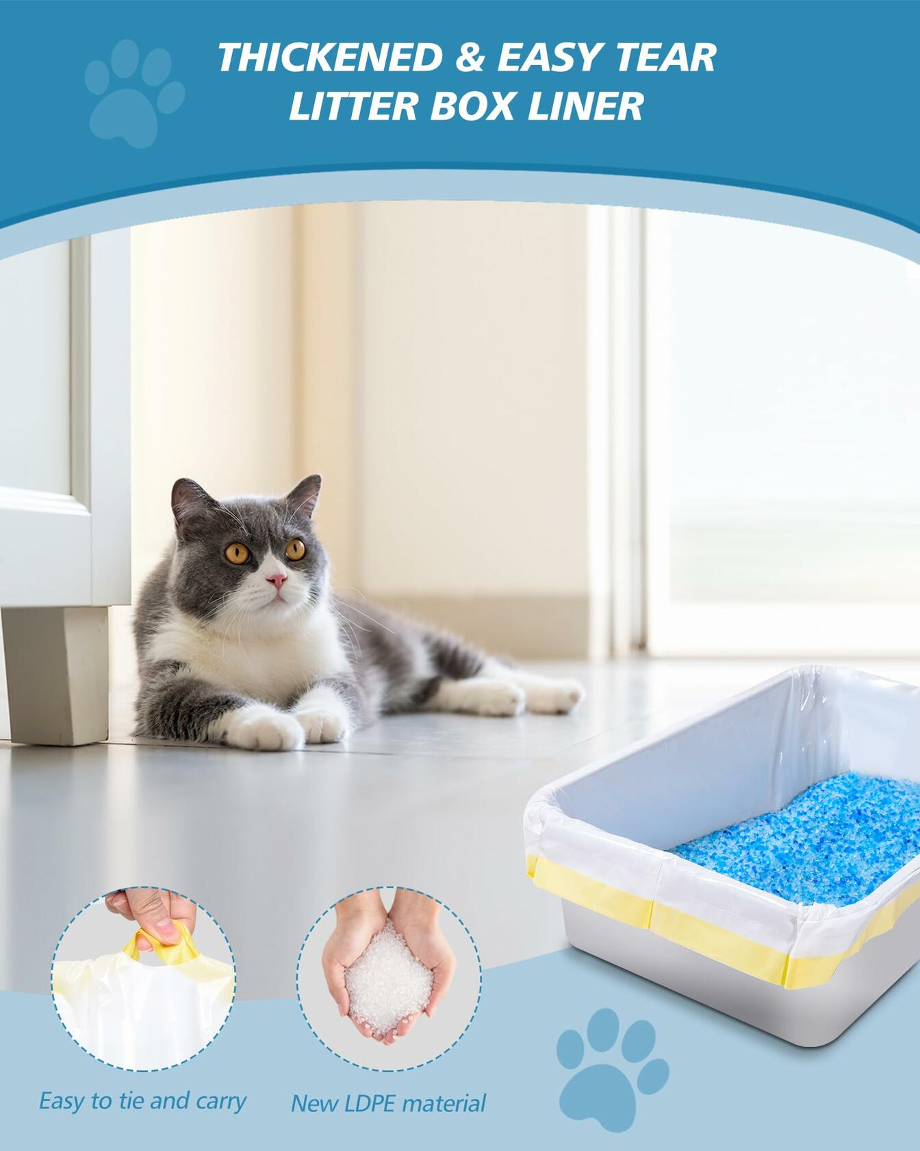 Leak-Proof Litter Box Liners with Drawstring - Cat - (45/Box) - ( Box within W 37.4'' x H 11'') - (While Supplies Last)