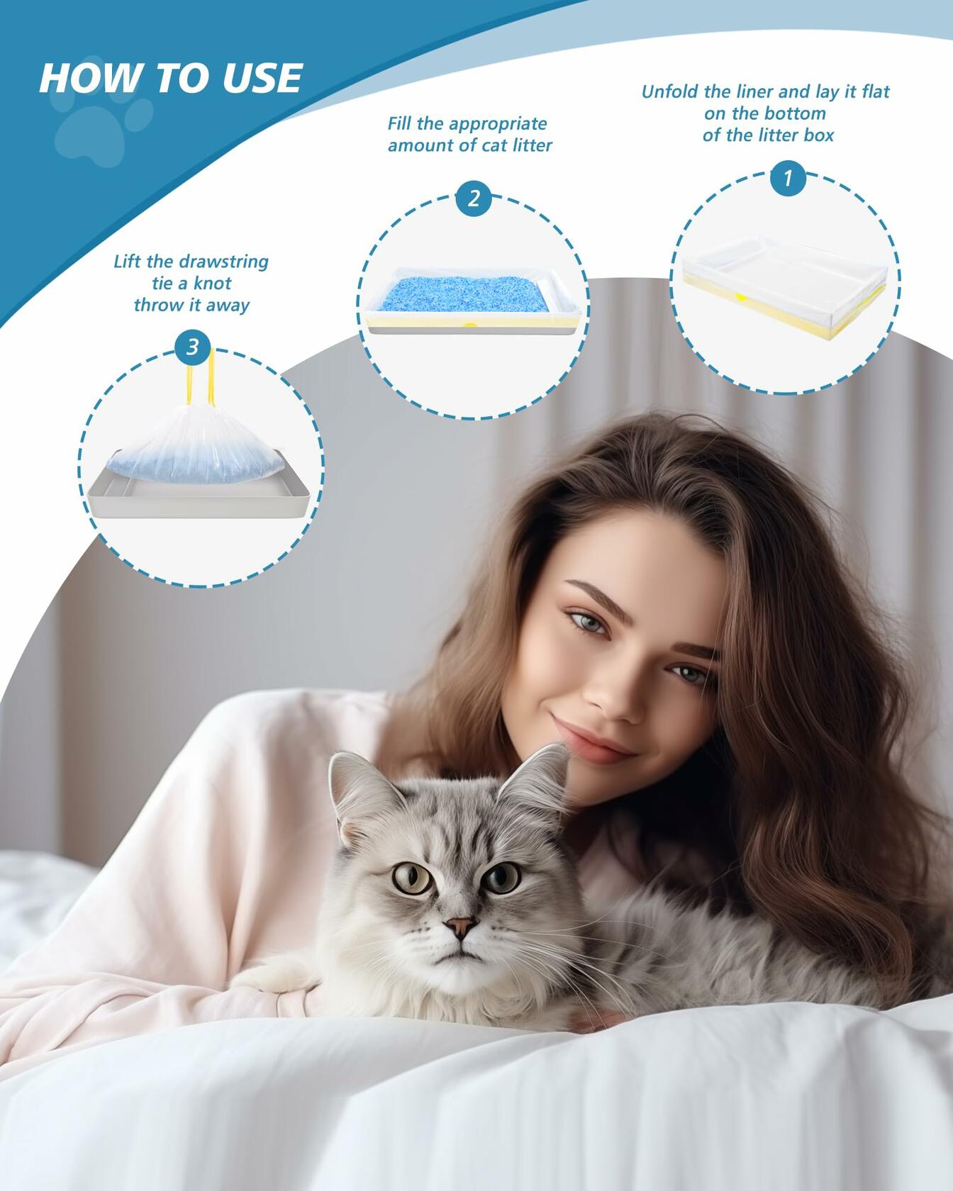 Leak-Proof Litter Box Liners with Drawstring - Cat - (45/Box) - ( Box within W 37.4'' x H 11'') - (While Supplies Last)