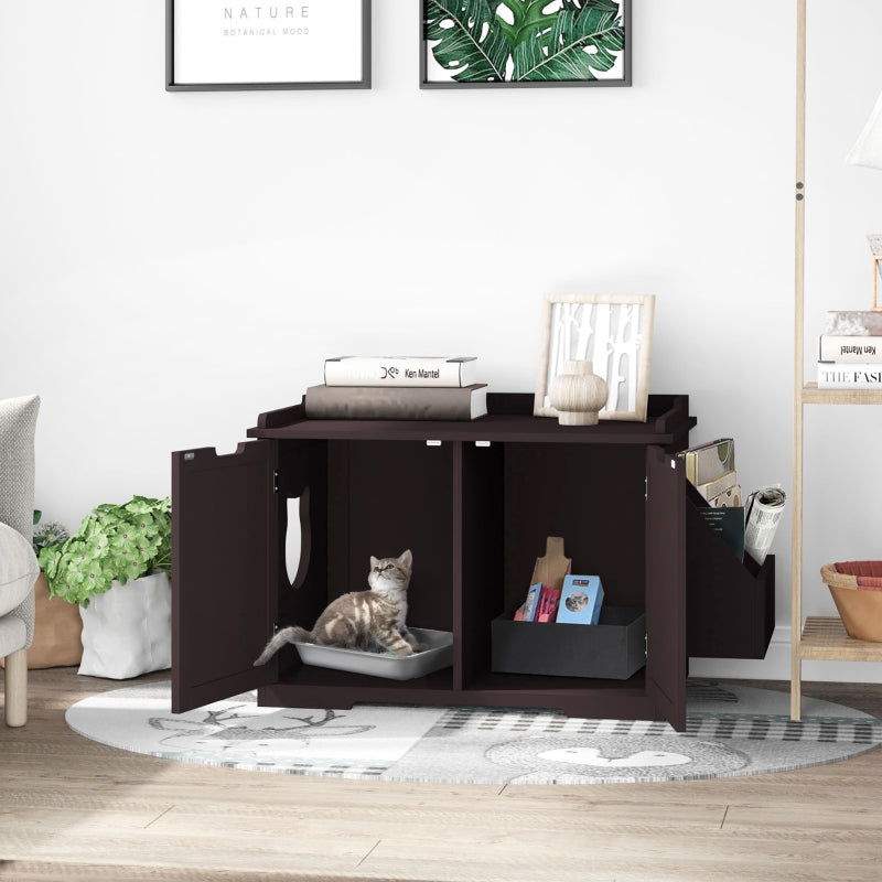 End Table and Litter Box Enclosure - Cat - (White, Brown) - (34.75" L x 19" W x 20.25" H - (While Supplies Last)