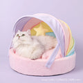 Pastel Cozy Rainbow Canopy Bed with Star-Shaped Toy  - Cat   - (45*45*32 cm) - (While Supplies Last)