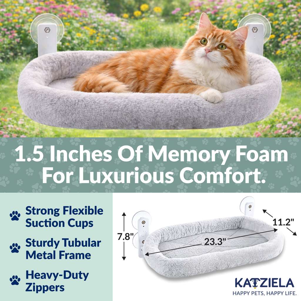 Katziela CloudPerch Window Hammock - Cat  - (Ultra-Strong Suction Cups) - (While Supplies Last)