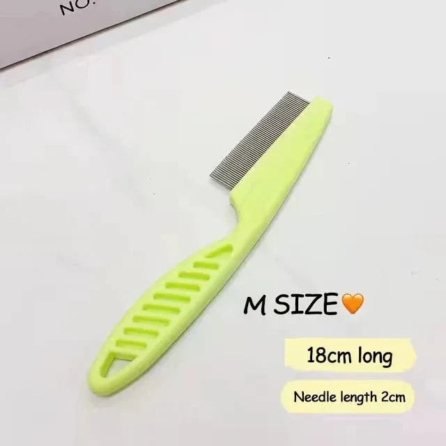 Grooming Comb - Dog Cat - (Flea and Shedding Tool) - (Detangles) - (S,M) - (6 Color Options) - (1 pc/2 pc Set)