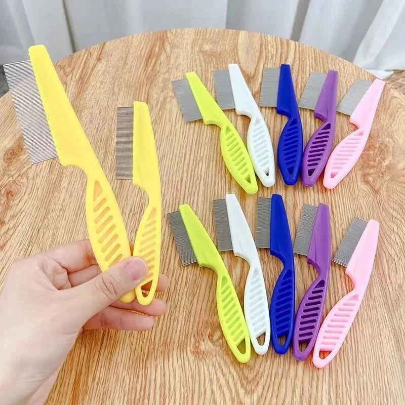 Grooming Comb - Dog Cat - (Flea and Shedding Tool) - (Detangles) - (S,M) - (6 Color Options) - (1 pc/2 pc Set)