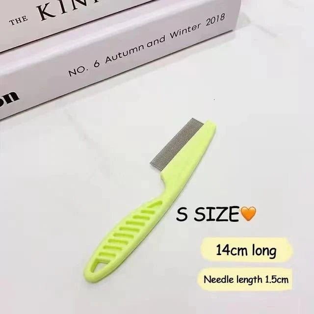 Grooming Comb - Dog Cat - (Flea and Shedding Tool) - (Detangles) - (S,M) - (6 Color Options) - (1 pc/2 pc Set)