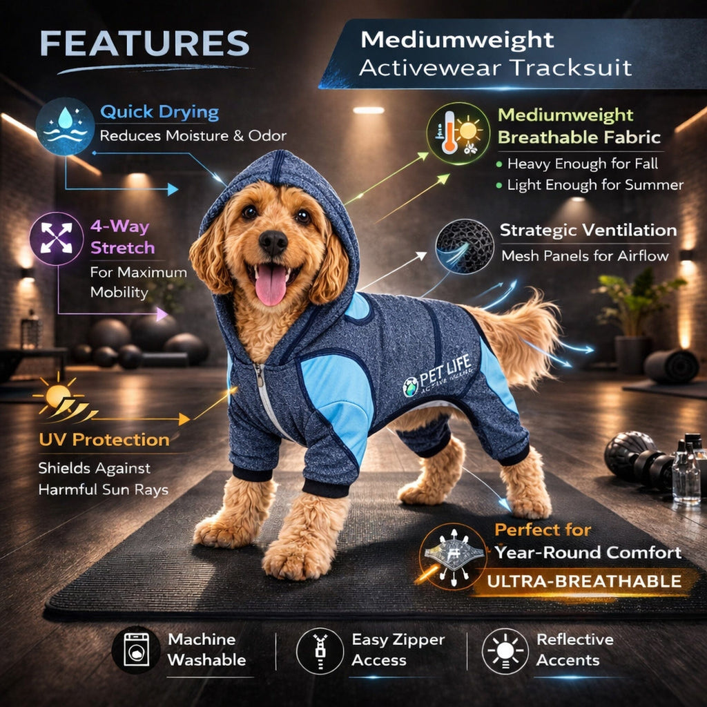 Full Body Hooded Yoga Sweater -  Dog  - (5 Colors/Sizes) - (Warm for Winter) -  (Pet Life®)