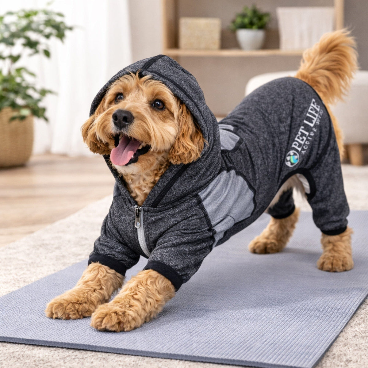 Full Body Hooded Yoga Sweater -  Dog  - (5 Colors/Sizes) - (Warm for Winter) -  (Pet Life®)