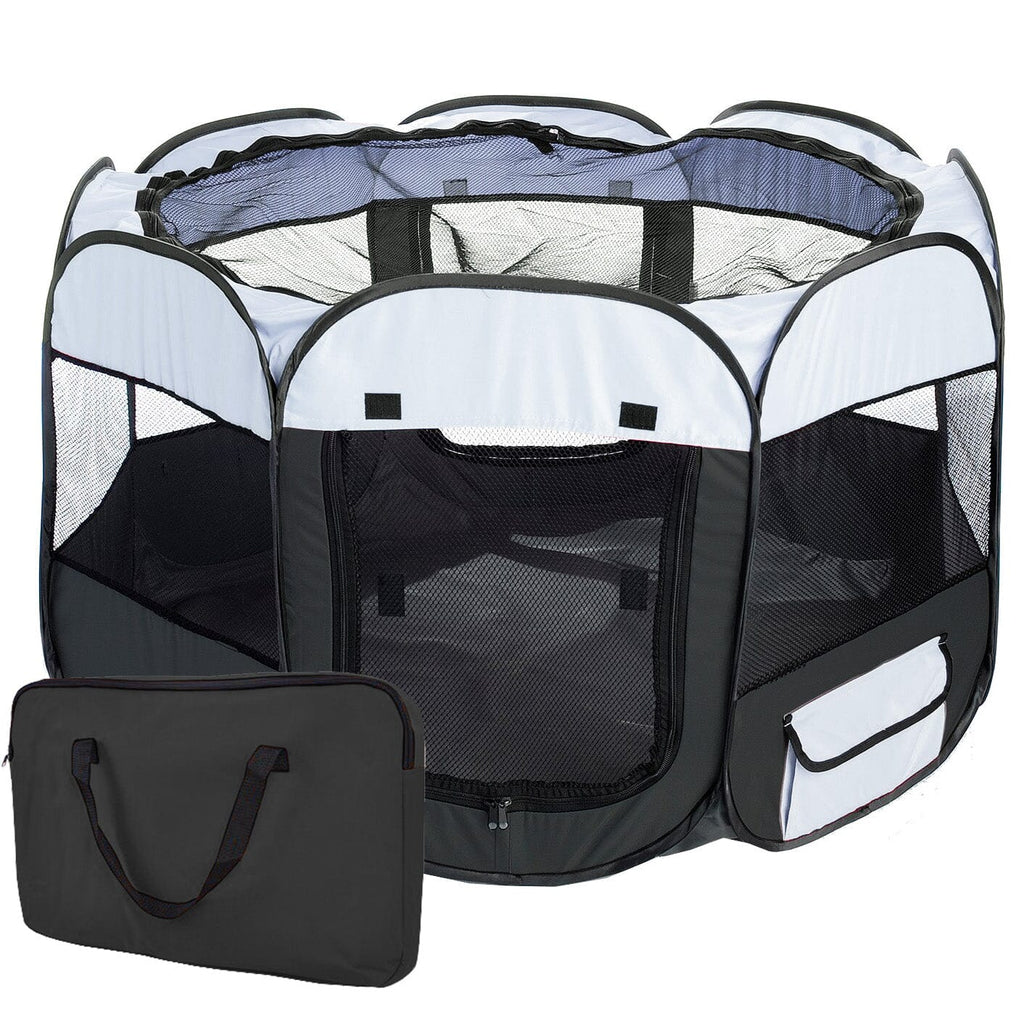 Pet Travel Playpen Crate - Dog - (Lightweight) - (Portable) - (Mesh) - (4 Color Options) - (M,L)