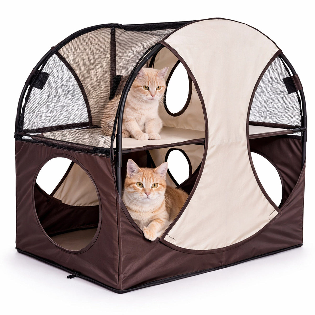 Portable 2-Level Travel Tree Maze, Tunnel House Lounging Enclosure - Cat -  (Collapsible) - (5 Color Options) - (Pet Life ®) - (While Supplies Last)