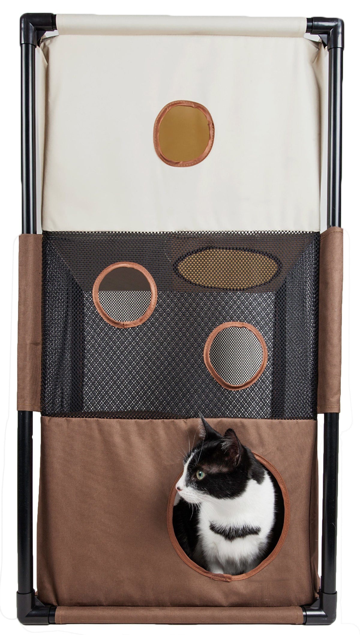 Cat Maze & Tunnel Lounger, 3-Level House Enclosure - (4 Color Options) -  (17.71" L x 11.81" Wx 35.43" H) - (Pet LIfe)