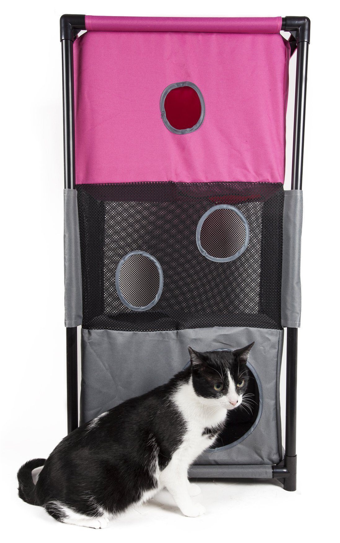 Cat Maze & Tunnel Lounger, 3-Level House Enclosure - (4 Color Options) -  (17.71" L x 11.81" Wx 35.43" H) - (Pet LIfe)