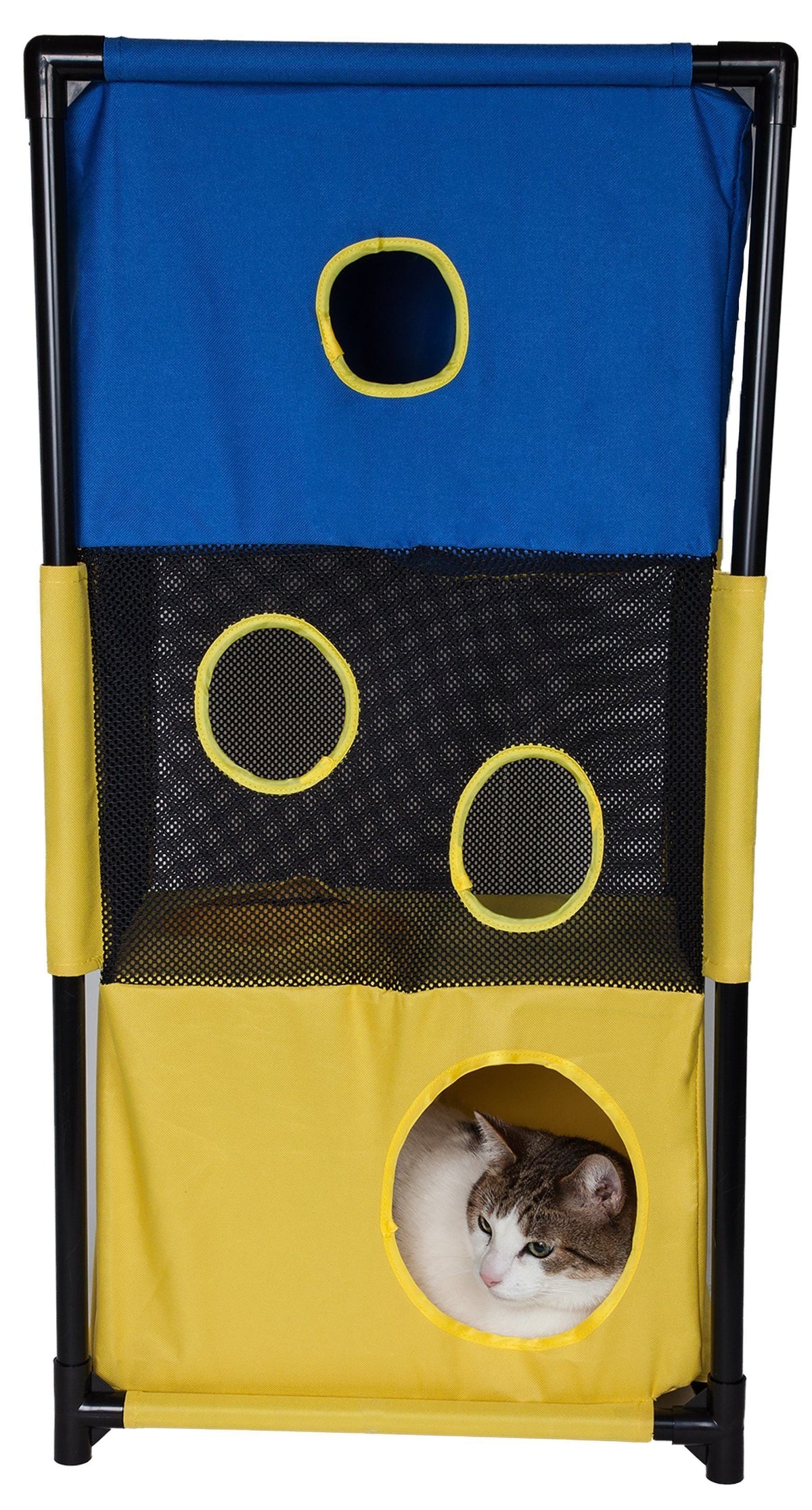 Cat Maze & Tunnel Lounger, 3-Level House Enclosure - (4 Color Options) -  (17.71" L x 11.81" Wx 35.43" H) - (Pet LIfe)