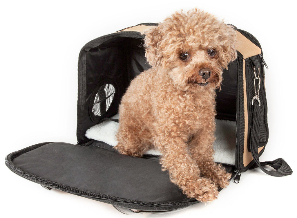 Airline Approved Mystique Pet Carrier Travel Bag - Dog - (Khaki, Black) - (Designer) - (Fashionable)