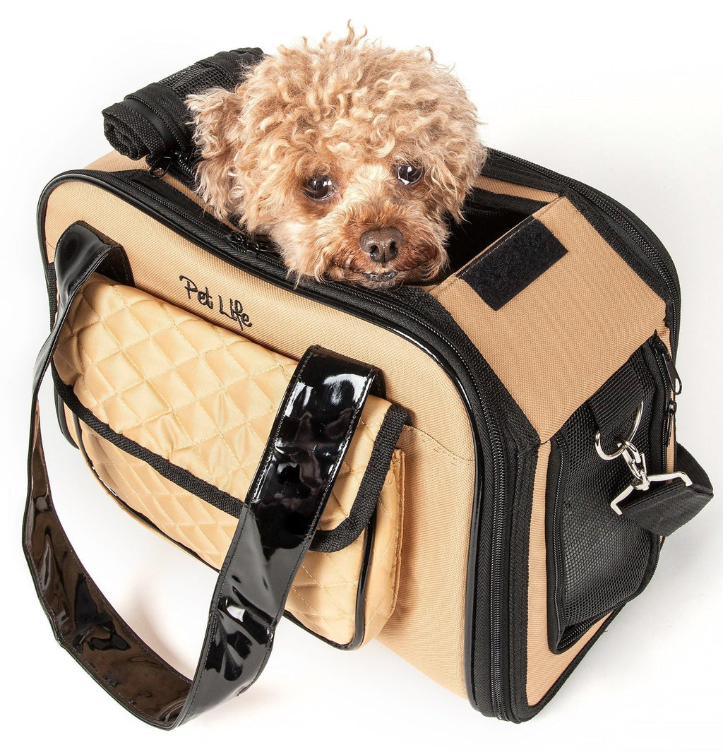 Airline Approved Mystique Pet Carrier Travel Bag - Dog - (Khaki, Black) - (Designer) - (Fashionable)