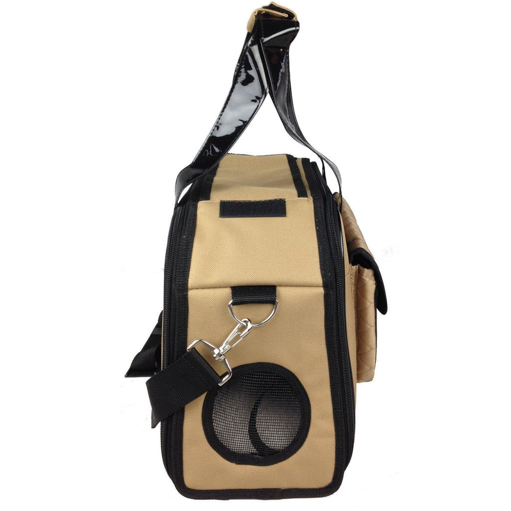 Airline Approved Mystique Pet Carrier Travel Bag - Dog - (Khaki, Black) - (Designer) - (Fashionable)