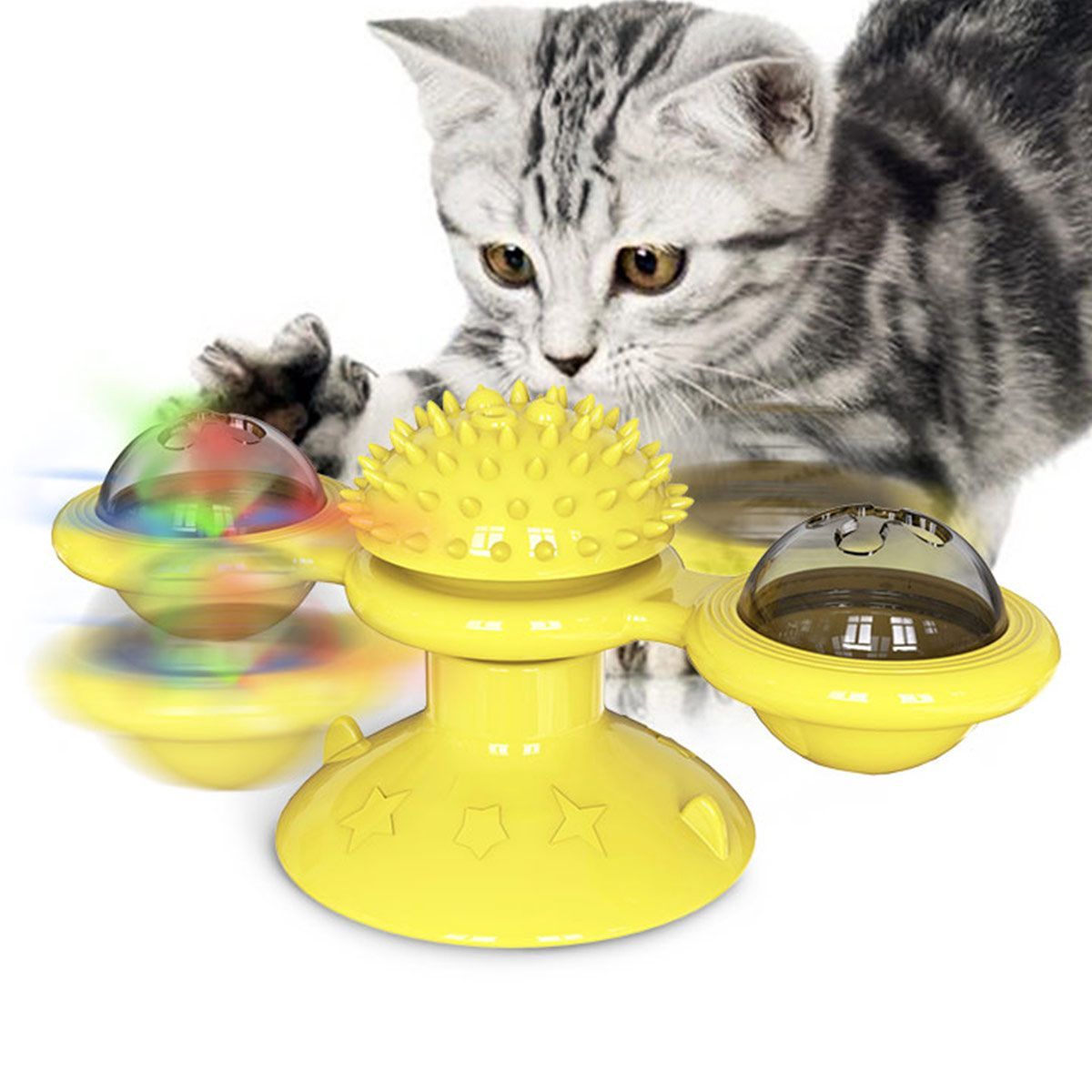 Pet Life ® 'Windmill' Rotating Suction Cup Spinning Toy - Cat - (3 Color Options) - (While Supplies Last)