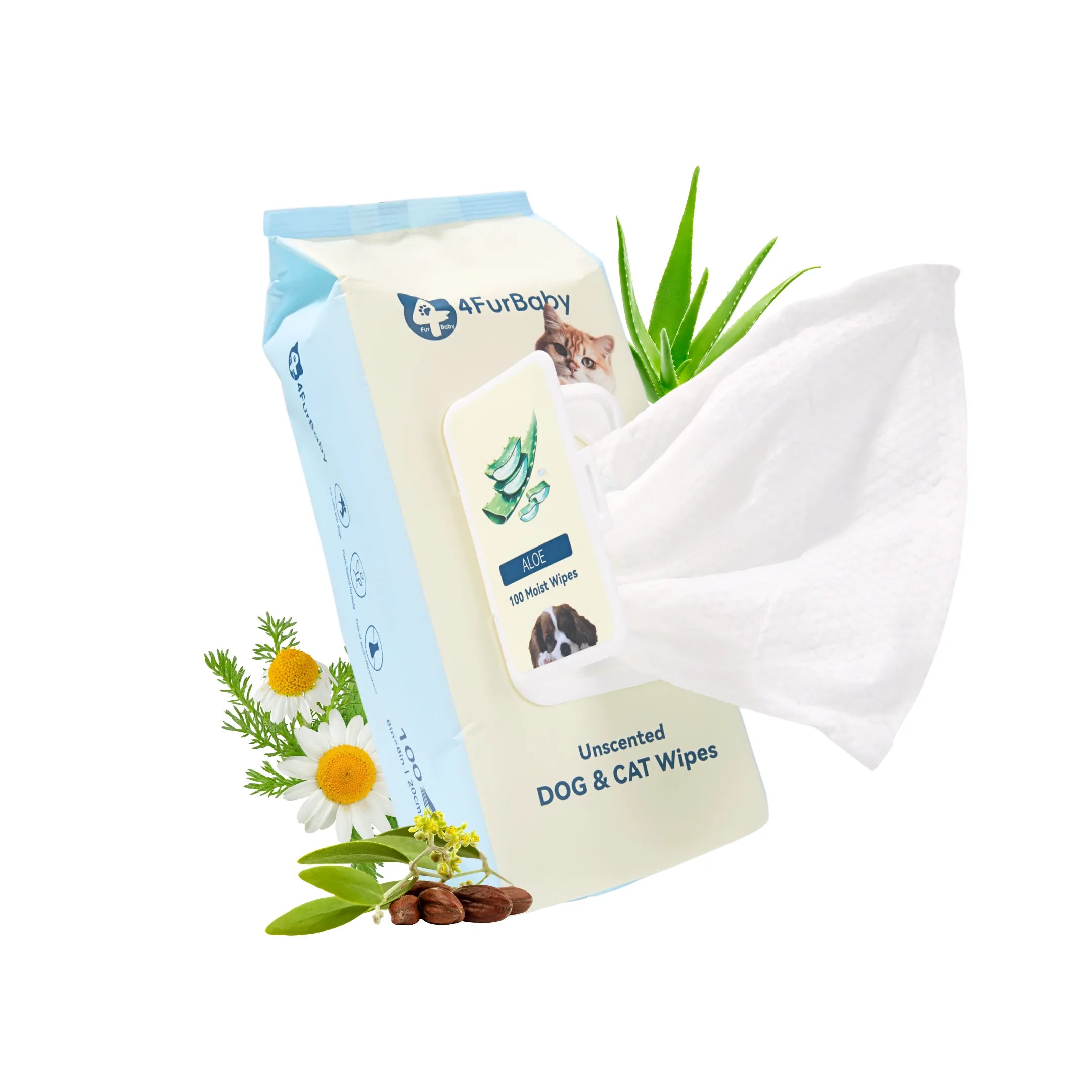 Grooming Wipes - Dog Cat - (Plant-Based) - (Hypoallergenic) - (5 Count Options) - (4FurBaby)
