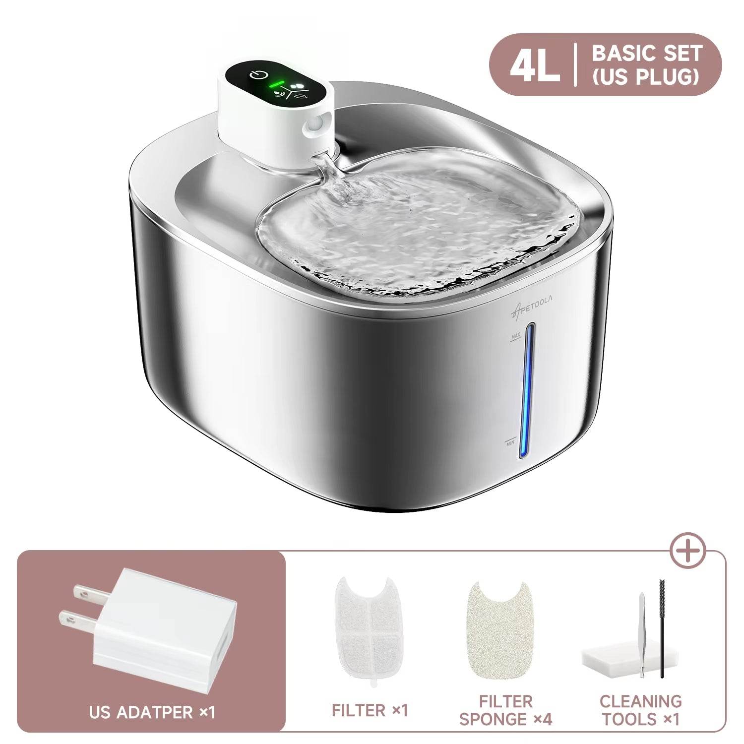 Wireless Auto Sensor Cat Dog Drinking Fountain with Battery