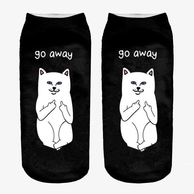 3D Cat Ankle Socks - (25 Style Options) - (4 Color Options) - One Size - Girls and Women