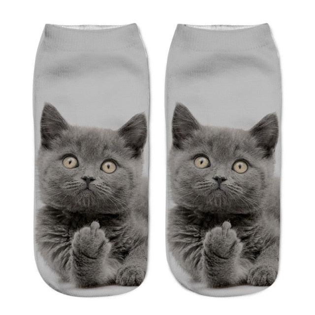 3D Cat Ankle Socks - (25 Style Options) - (4 Color Options) - One Size - Girls and Women