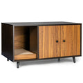 TV Cabinet with Divider, Litter Box Enclosure with Double Doors, or Cozy Condo - 3-in-1 - Cat - (Brown & Black)
