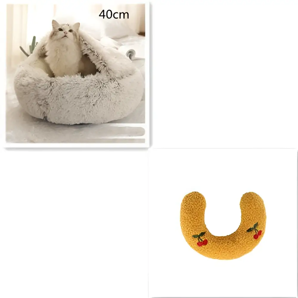 Pink Round Plush Pocket Bed -  Cat  - (5 Color/Style Options) - (Size: 40cm, 50cm, 65cm, height 2cm
