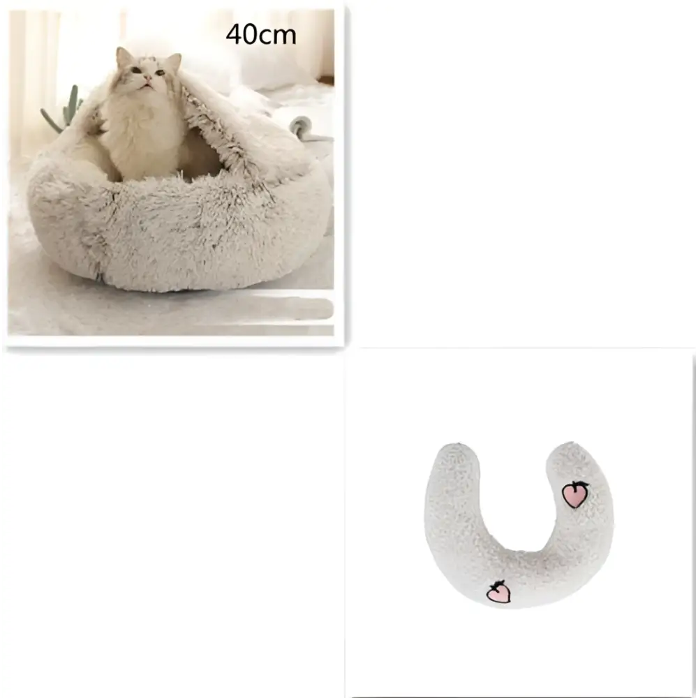 Pink Round Plush Pocket Bed -  Cat  - (5 Color/Style Options) - (Size: 40cm, 50cm, 65cm, height 2cm