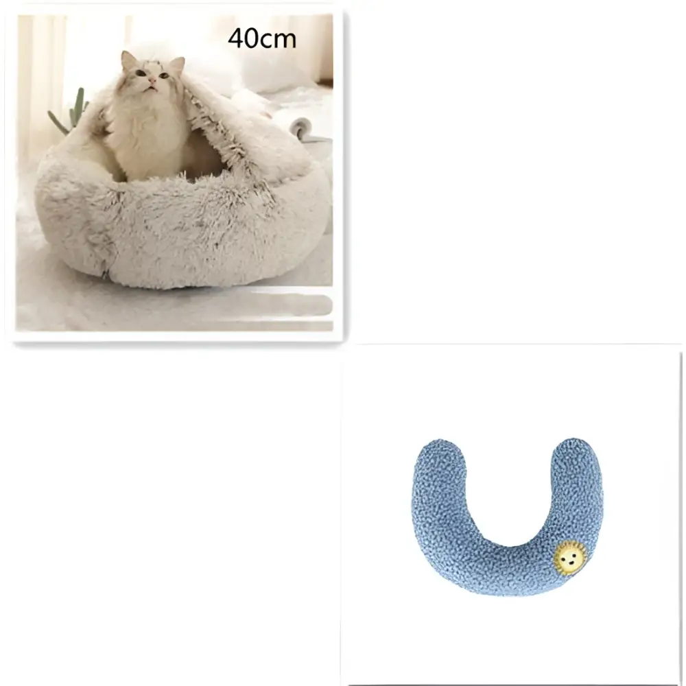 Pink Round Plush Pocket Bed -  Cat  - (5 Color/Style Options) - (Size: 40cm, 50cm, 65cm, height 2cm