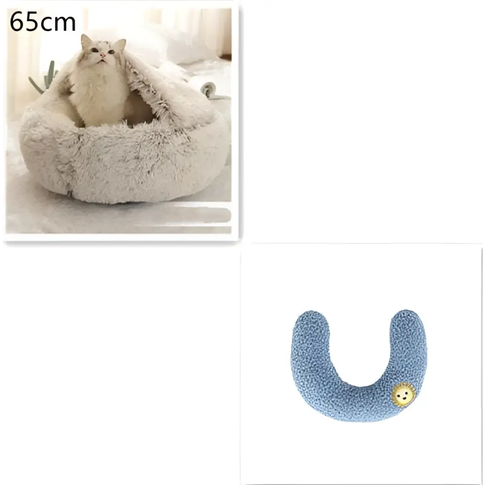 Pink Round Plush Pocket Bed -  Cat  - (5 Color/Style Options) - (Size: 40cm, 50cm, 65cm, height 2cm