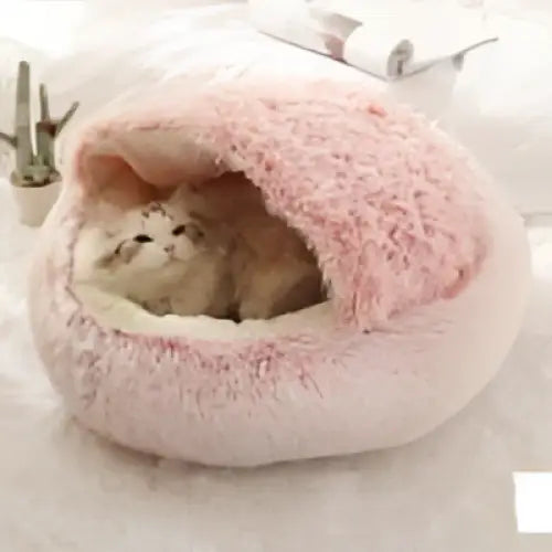 Pink Round Plush Pocket Bed -  Cat  - (5 Color/Style Options) - (Size: 40cm, 50cm, 65cm, height 2cm