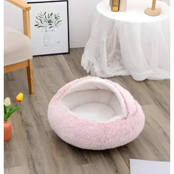 Pink Round Plush Pocket Bed -  Cat  - (5 Color/Style Options) - (Size: 40cm, 50cm, 65cm, height 2cm