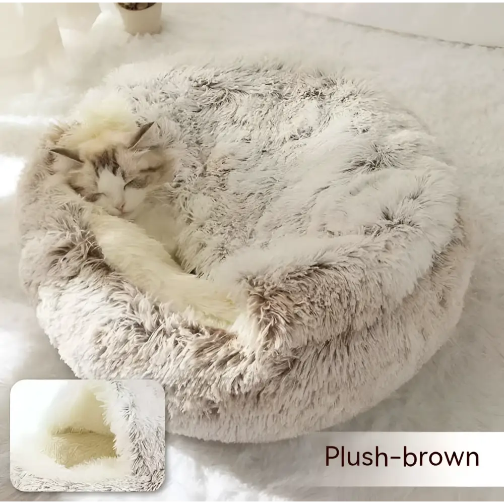 Pink Round Plush Pocket Bed -  Cat  - (5 Color/Style Options) - (Size: 40cm, 50cm, 65cm, height 2cm