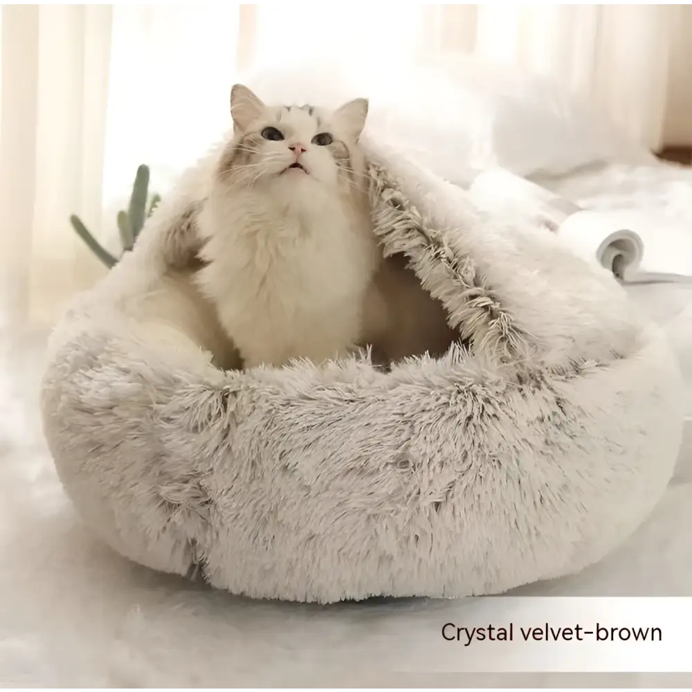 Pink Round Plush Pocket Bed -  Cat  - (5 Color/Style Options) - (Size: 40cm, 50cm, 65cm, height 2cm