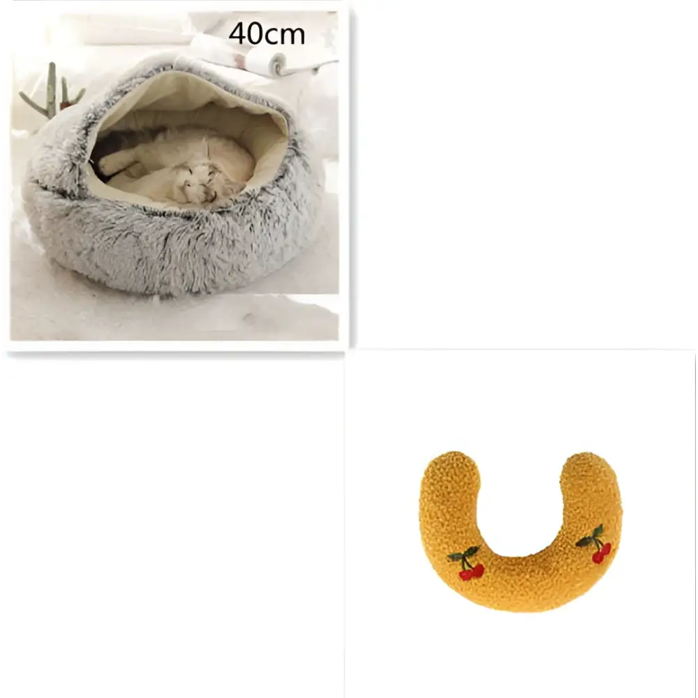 Pink Round Plush Pocket Bed -  Cat  - (5 Color/Style Options) - (Size: 40cm, 50cm, 65cm, height 2cm
