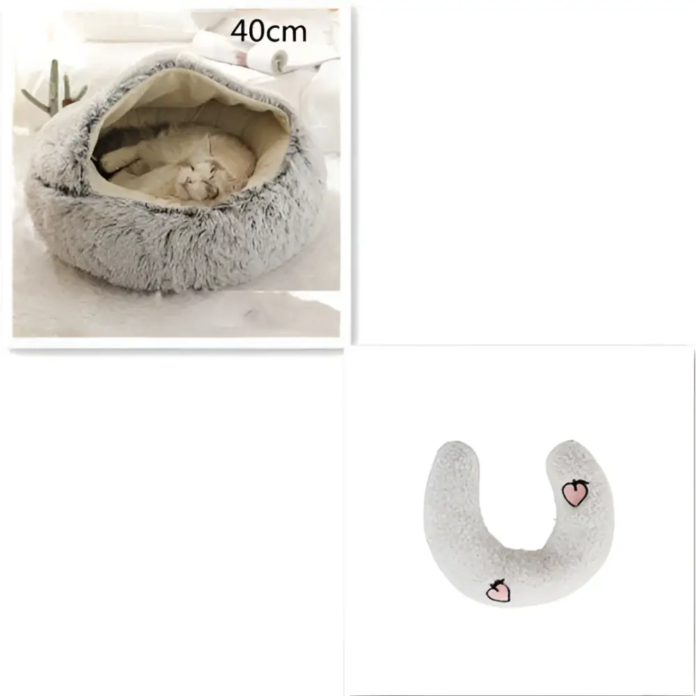 Pink Round Plush Pocket Bed -  Cat  - (5 Color/Style Options) - (Size: 40cm, 50cm, 65cm, height 2cm