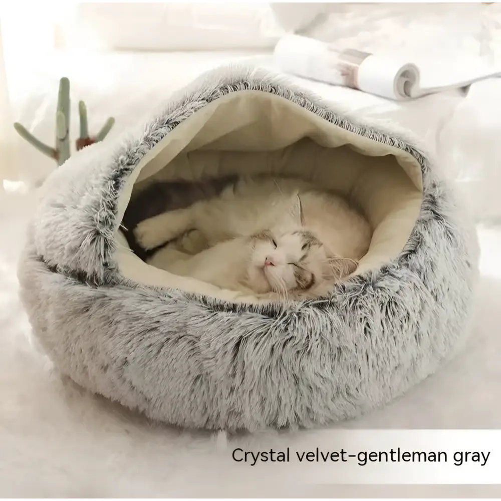 Pink Round Plush Pocket Bed -  Cat  - (5 Color/Style Options) - (Size: 40cm, 50cm, 65cm, height 2cm