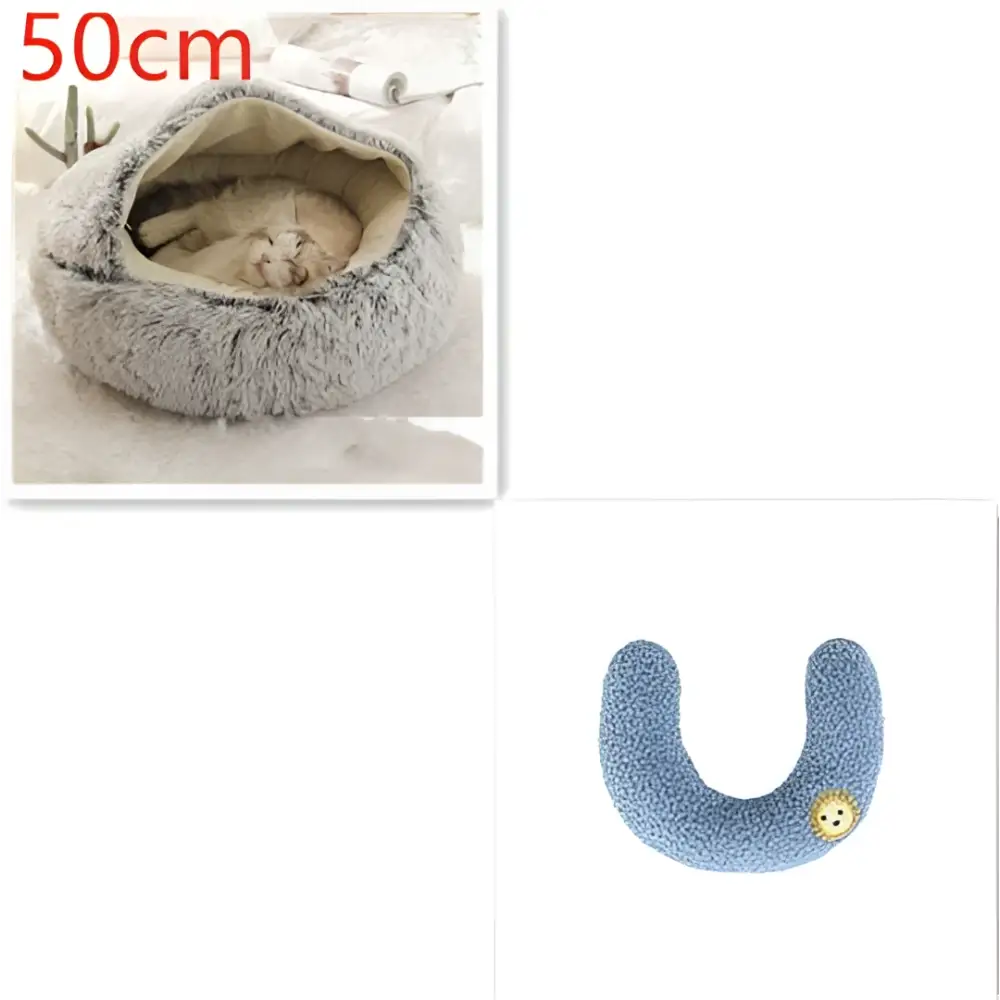Pink Round Plush Pocket Bed -  Cat  - (5 Color/Style Options) - (Size: 40cm, 50cm, 65cm, height 2cm