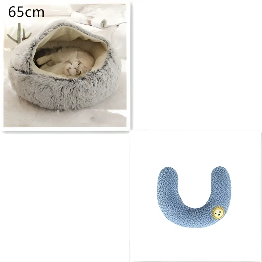 Pink Round Plush Pocket Bed -  Cat  - (5 Color/Style Options) - (Size: 40cm, 50cm, 65cm, height 2cm