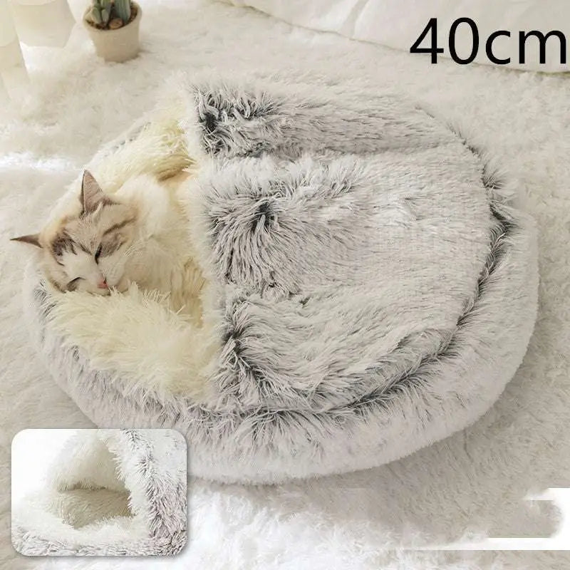 Pink Round Plush Pocket Bed -  Cat  - (5 Color/Style Options) - (Size: 40cm, 50cm, 65cm, height 2cm