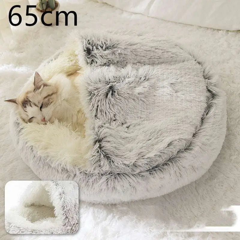Pink Round Plush Pocket Bed -  Cat  - (5 Color/Style Options) - (Size: 40cm, 50cm, 65cm, height 2cm
