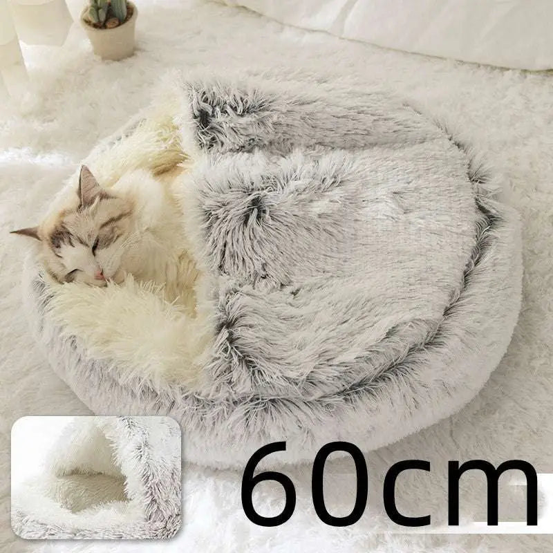Pink Round Plush Pocket Bed -  Cat  - (5 Color/Style Options) - (Size: 40cm, 50cm, 65cm, height 2cm