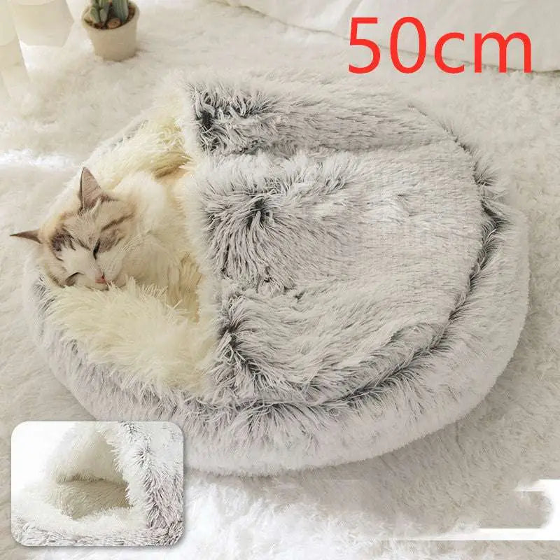 Pink Round Plush Pocket Bed -  Cat  - (5 Color/Style Options) - (Size: 40cm, 50cm, 65cm, height 2cm