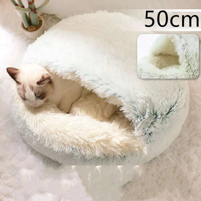 Pink Round Plush Pocket Bed -  Cat  - (5 Color/Style Options) - (Size: 40cm, 50cm, 65cm, height 2cm