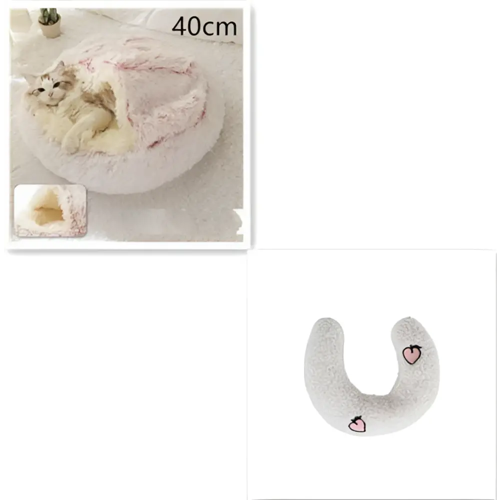 Pink Round Plush Pocket Bed -  Cat  - (5 Color/Style Options) - (Size: 40cm, 50cm, 65cm, height 2cm
