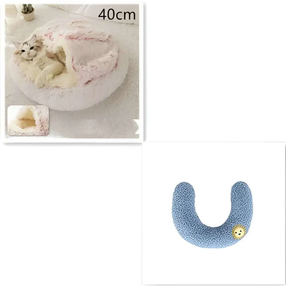 Pink Round Plush Pocket Bed -  Cat  - (5 Color/Style Options) - (Size: 40cm, 50cm, 65cm, height 2cm