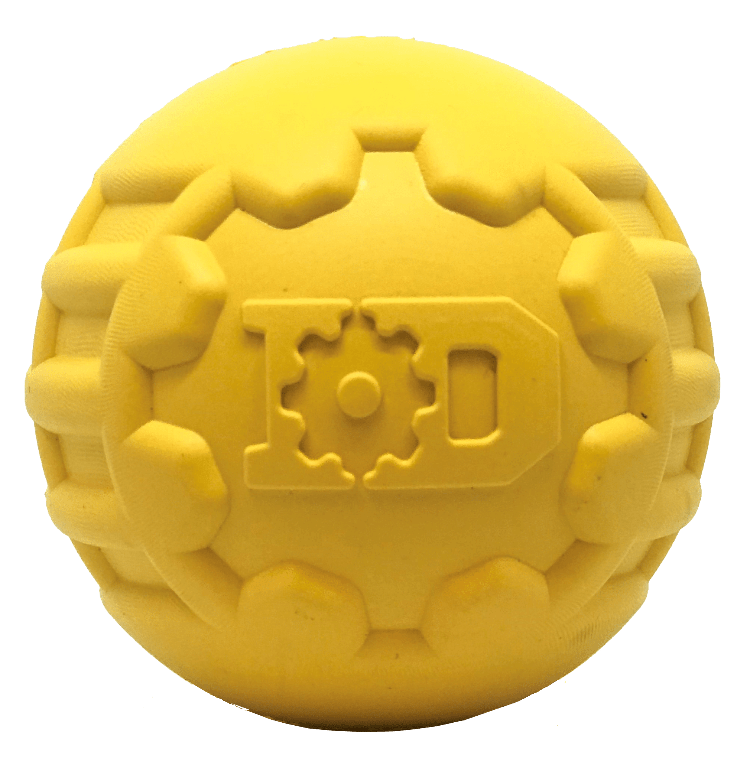 Industrial Ball Toy for Heavy Chewers - Dog  - (Yellow) -  (Rubber) - (SodaPup)